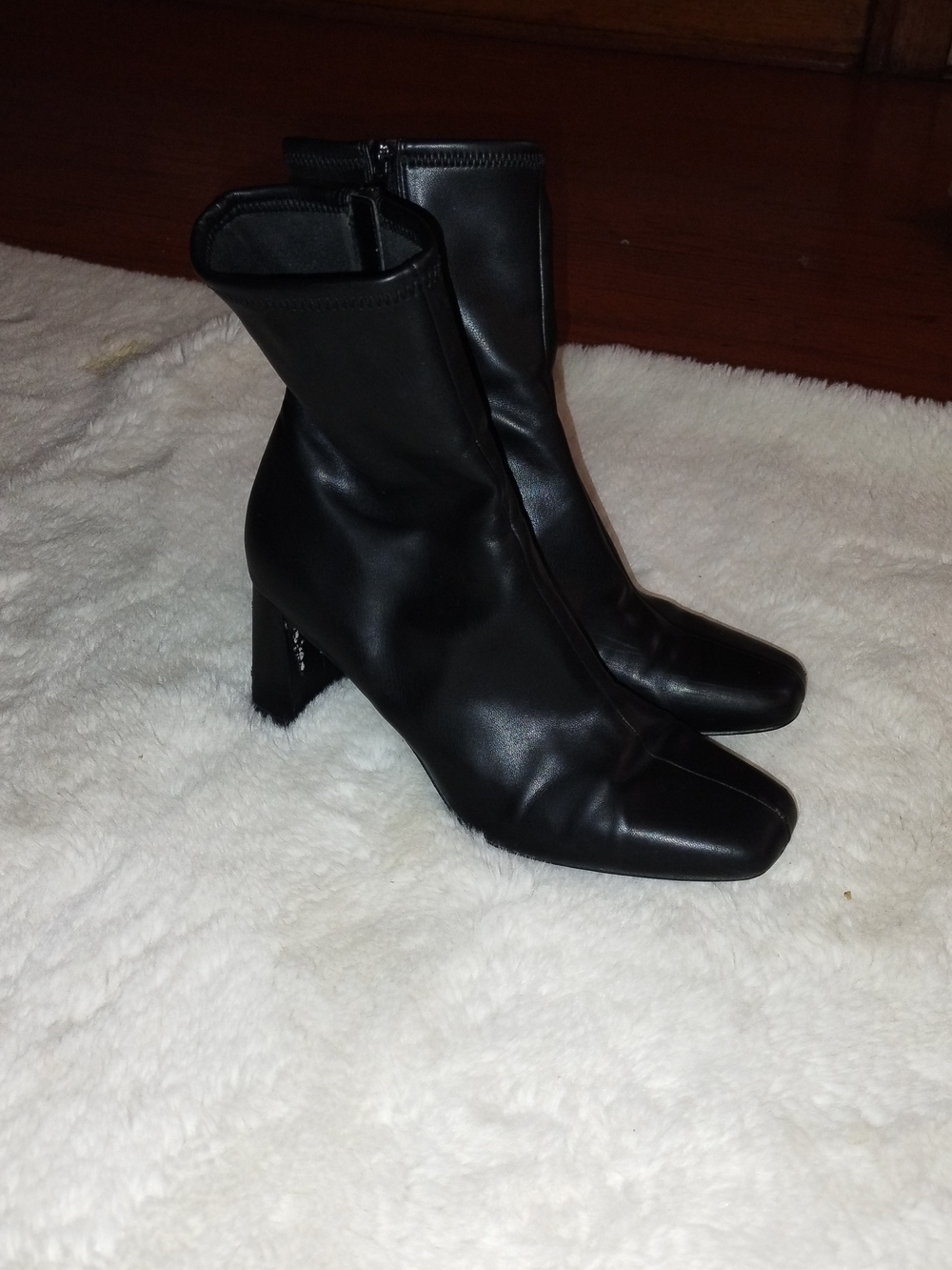 Steve Madden Black Square-Toe Mid-Calf Ankle Boots